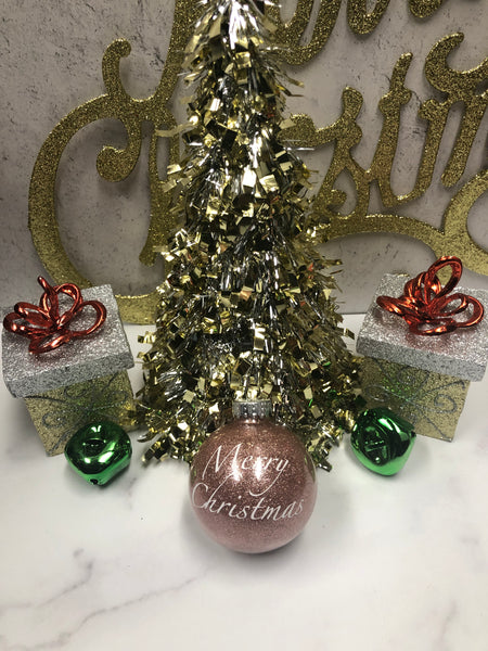 Merry Christmas Glitter Ornament - Set of 4