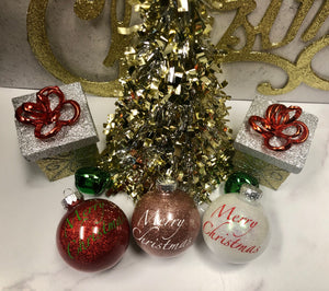 Merry Christmas Glitter Ornament - Set of 4