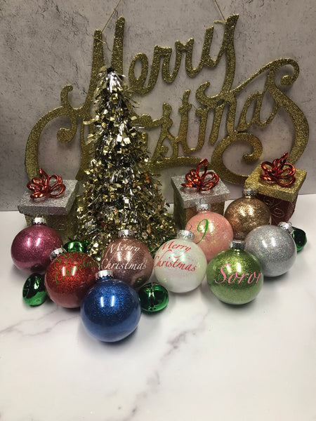 Merry Christmas Glitter Ornament - Set of 4