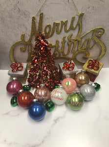 Soror Glitter Ornament - Personalized - Set of 4